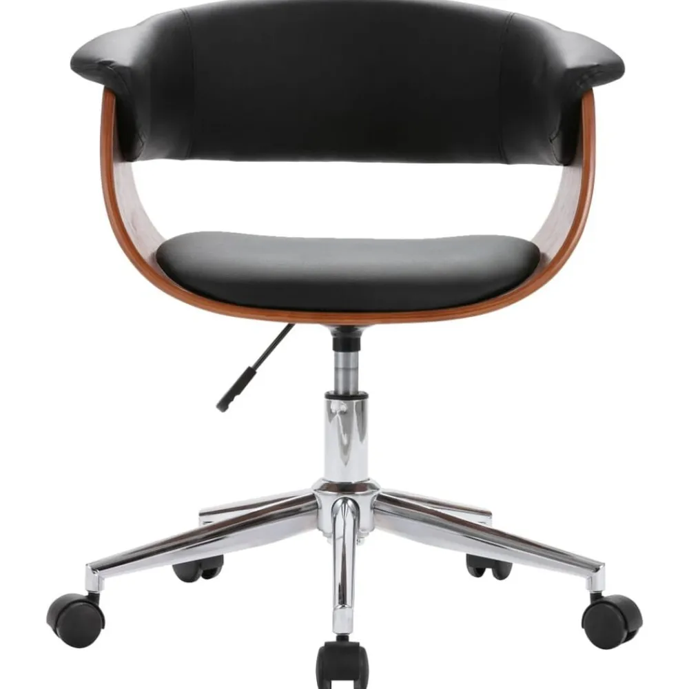 vidaXL Chaise pivotante de bureau Noir Bois courbé et similicuir