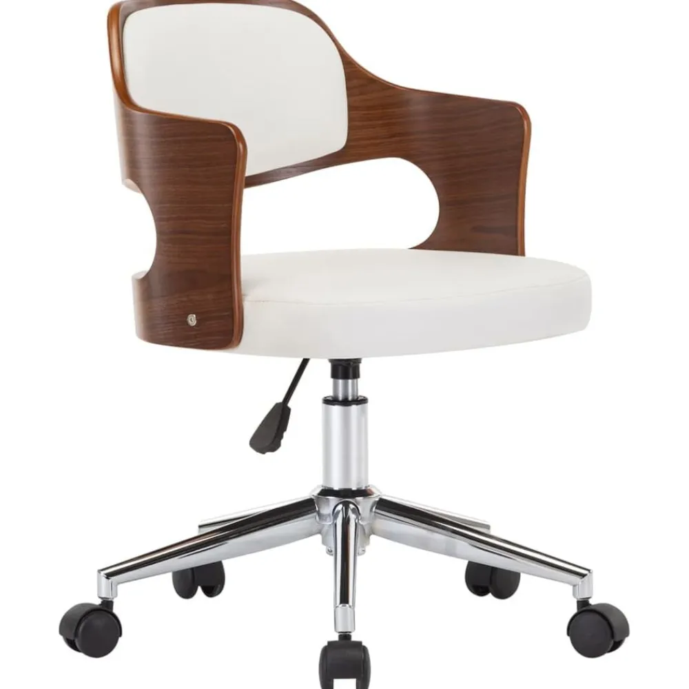 vidaXL Chaise pivotante de bureau Bois courbé et similicuir