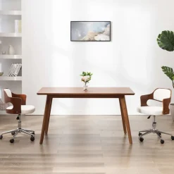 vidaXL Chaise pivotante de bureau Bois courbé et similicuir