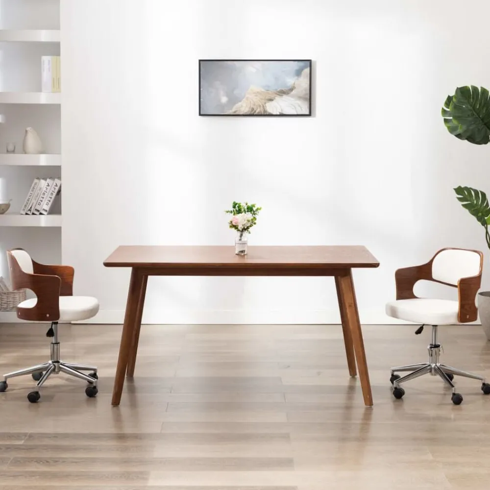 vidaXL Chaise pivotante de bureau Bois courbé et similicuir