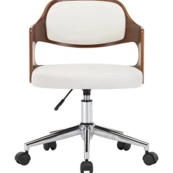 vidaXL Chaise pivotante de bureau Bois courbé et similicuir