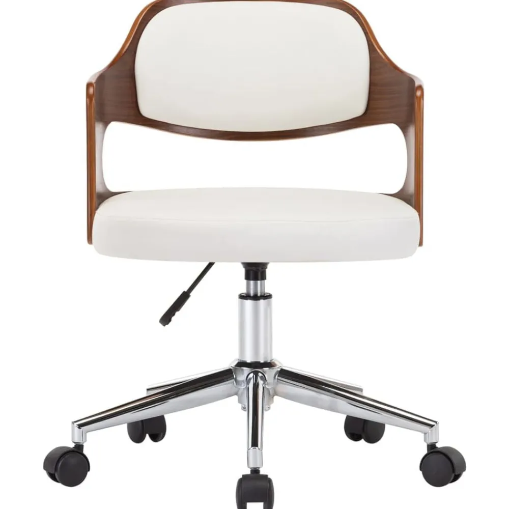 vidaXL Chaise pivotante de bureau Bois courbé et similicuir