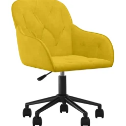 Meubles De Bureau-vidaXL Chaise pivotante de bureau Velours Jaune
