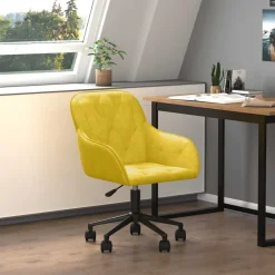 Meubles De Bureau-vidaXL Chaise pivotante de bureau Velours Jaune