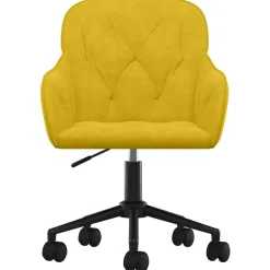 Meubles De Bureau-vidaXL Chaise pivotante de bureau Velours Jaune