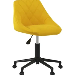Meubles De Bureau-vidaXL Chaise pivotante de bureau Velours jaune moutarde