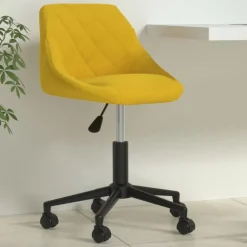 Meubles De Bureau-vidaXL Chaise pivotante de bureau Velours jaune moutarde