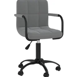 Meubles De Bureau-vidaXL Chaise pivotante de bureau Velours Gris foncé