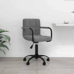 Meubles De Bureau-vidaXL Chaise pivotante de bureau Velours Gris foncé