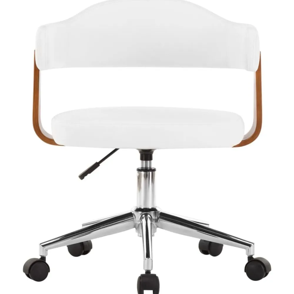 Meubles De Bureau-vidaXL Chaise pivotante de bureau Bois courbé et similicuir Blanc