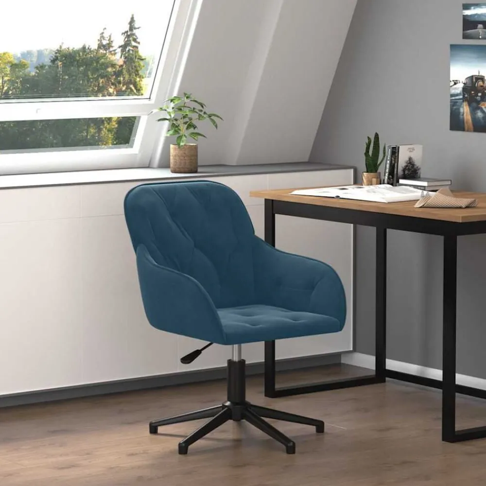 Meubles De Bureau-vidaXL Chaise pivotante de bureau Velours Bleu