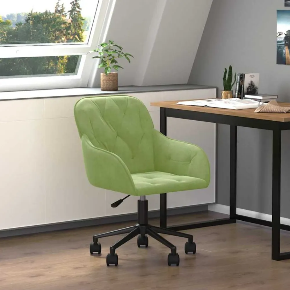 Meubles De Bureau-vidaXL Chaise pivotante de bureau Velours Vert clair