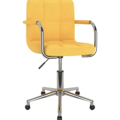 Meubles De Bureau-vidaXL Chaise pivotante de bureau Tissu jaune moutarde