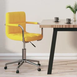 Meubles De Bureau-vidaXL Chaise pivotante de bureau Tissu jaune moutarde