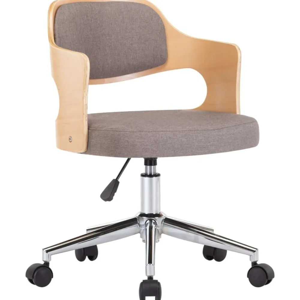 Meubles De Bureau-vidaXL Chaise pivotante de bureau Bois courbé et tissu Taupe