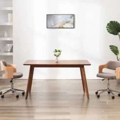 Meubles De Bureau-vidaXL Chaise pivotante de bureau Bois courbé et tissu Taupe