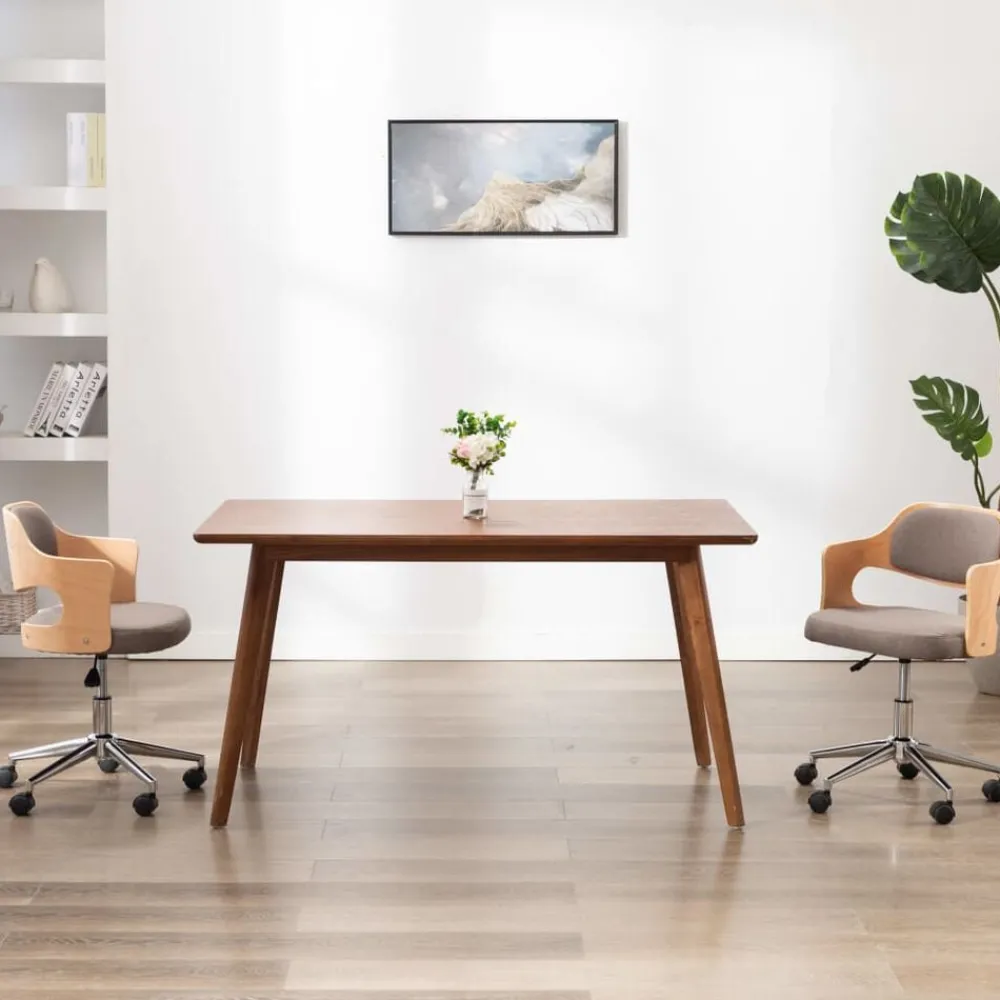 Meubles De Bureau-vidaXL Chaise pivotante de bureau Bois courbé et tissu Taupe