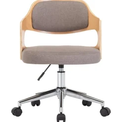 Meubles De Bureau-vidaXL Chaise pivotante de bureau Bois courbé et tissu Taupe