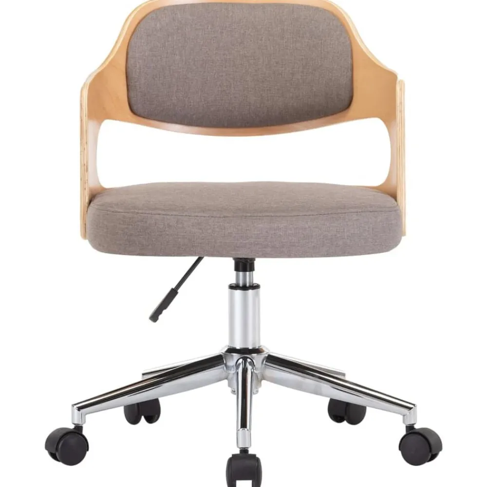 Meubles De Bureau-vidaXL Chaise pivotante de bureau Bois courbé et tissu Taupe