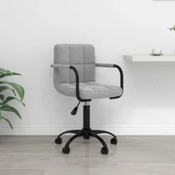 Meubles De Bureau-vidaXL Chaise pivotante de bureau Velours Gris clair