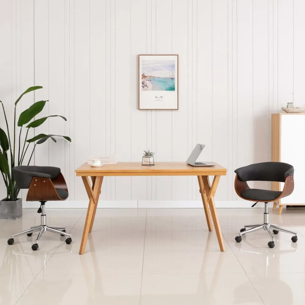 vidaXL Chaise pivotante de bureau Bois courbé et tissu
