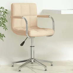 Meubles De Bureau-vidaXL Chaise pivotante de bureau Crème Tissu Cr&egrave;me