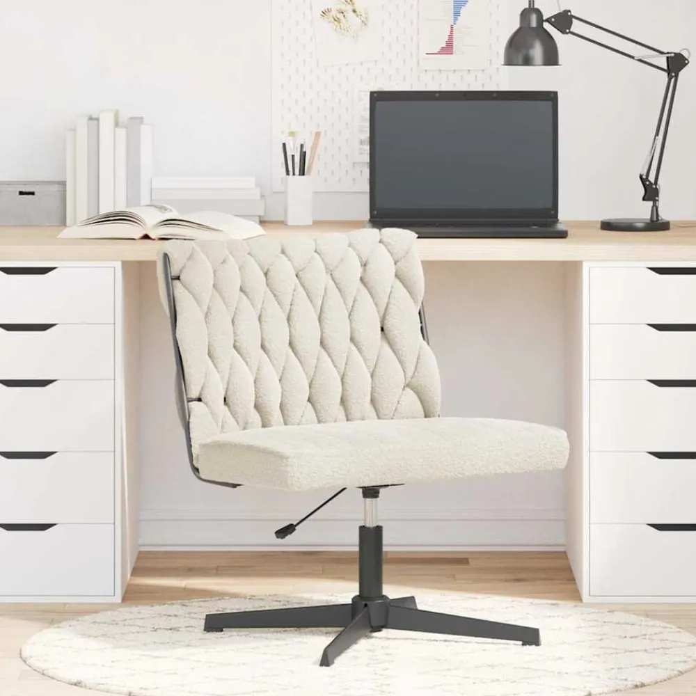 Fauteuils Et Chaises-vidaXL Chaise pivotante de bureau crème bouclé comme de la laine tissu Crème