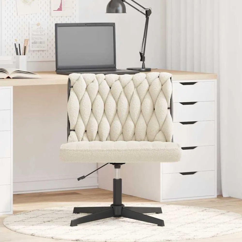 Fauteuils Et Chaises-vidaXL Chaise pivotante de bureau crème bouclé comme de la laine tissu Crème