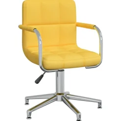 Meubles De Bureau-vidaXL Chaise pivotante de bureau Tissu jaune moutarde