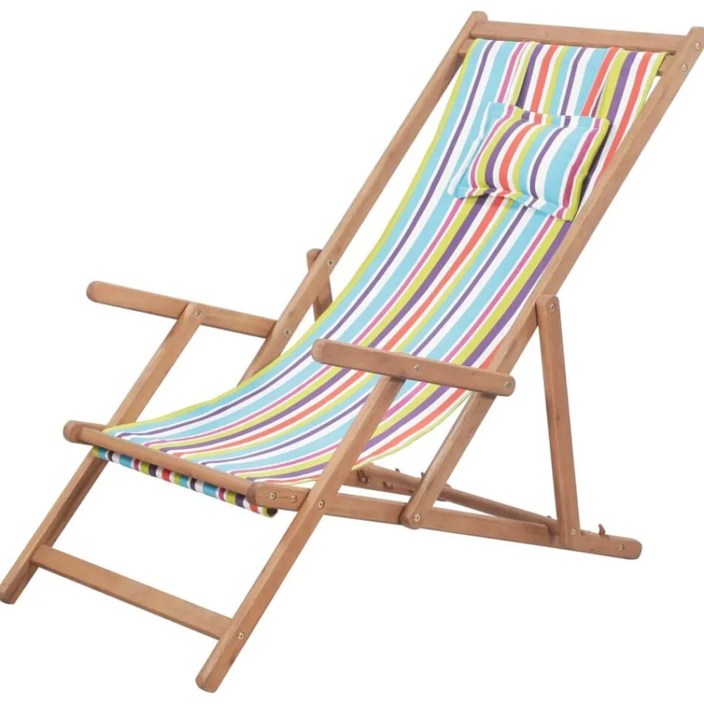 vidaXL Chaise pliable de plage Tissu et cadre en bois