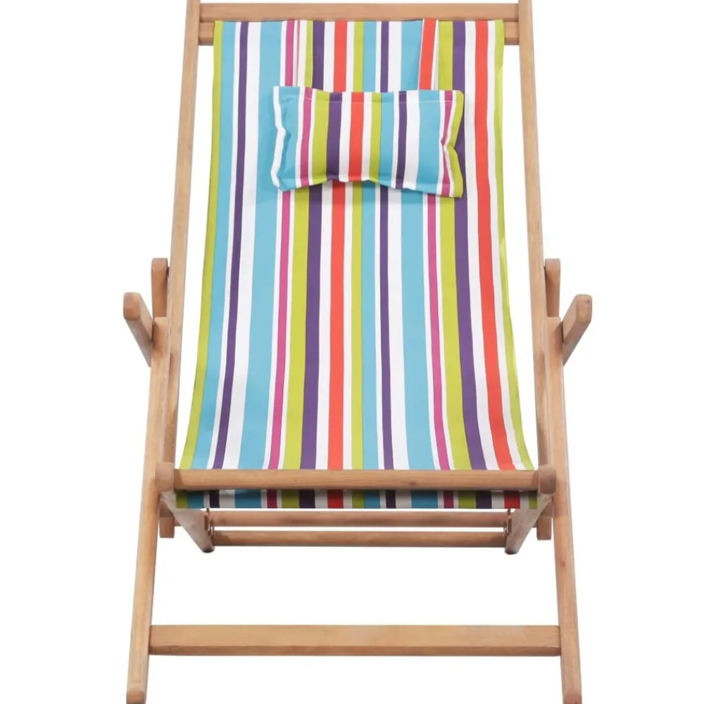 vidaXL Chaise pliable de plage Tissu et cadre en bois
