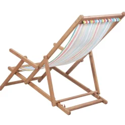 vidaXL Chaise pliable de plage Tissu et cadre en bois