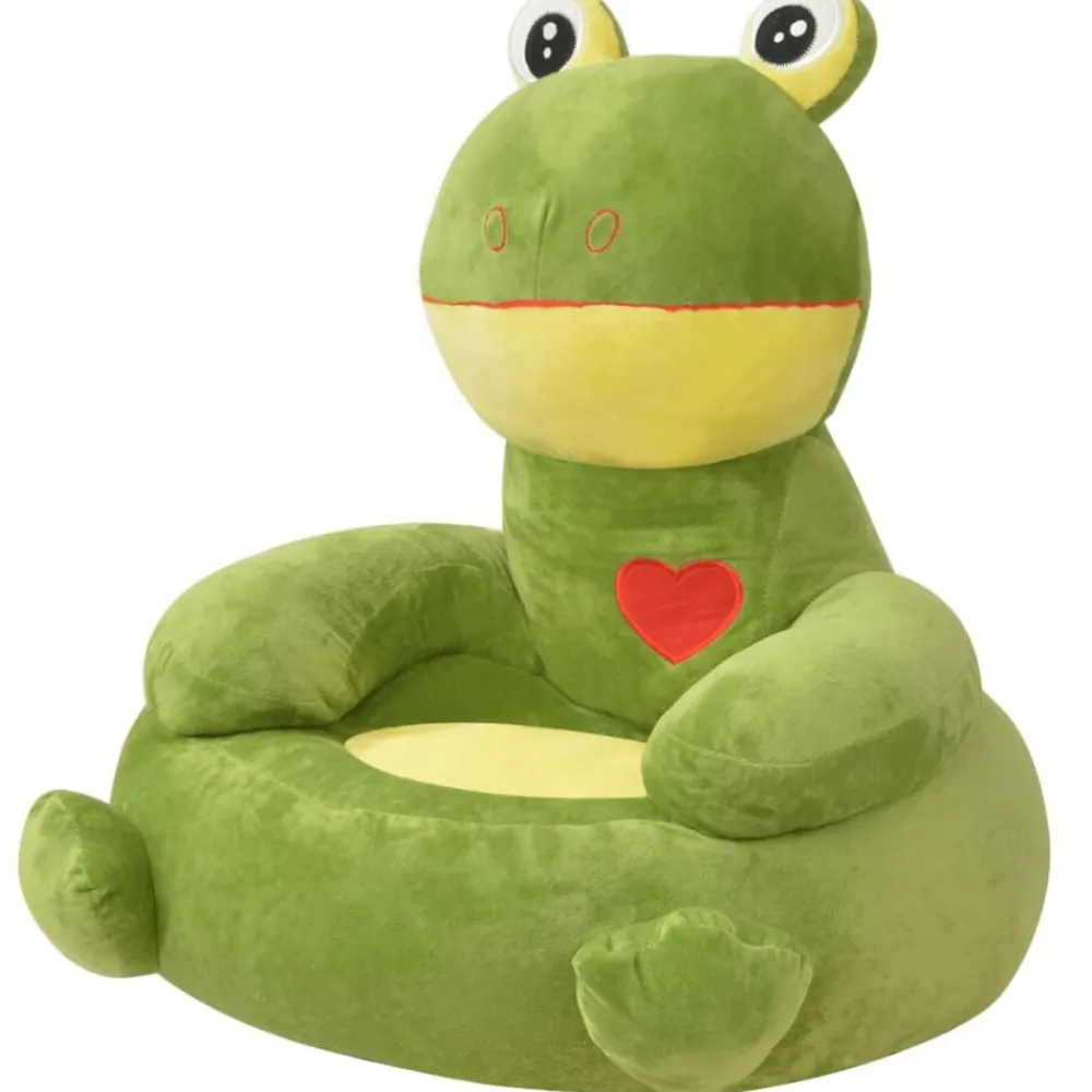 vidaXL Chaise pour enfants en peluche Grenouille Verte