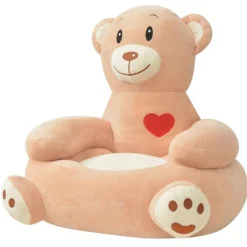 vidaXL Chaise pour enfants en peluche ours Marron