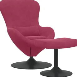 vidaXL Chaise Œuf avec Pouf Bordeaux Velours