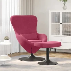 vidaXL Chaise Œuf avec Pouf Bordeaux Velours