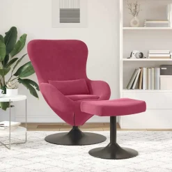 vidaXL Chaise Œuf avec Pouf Bordeaux Velours