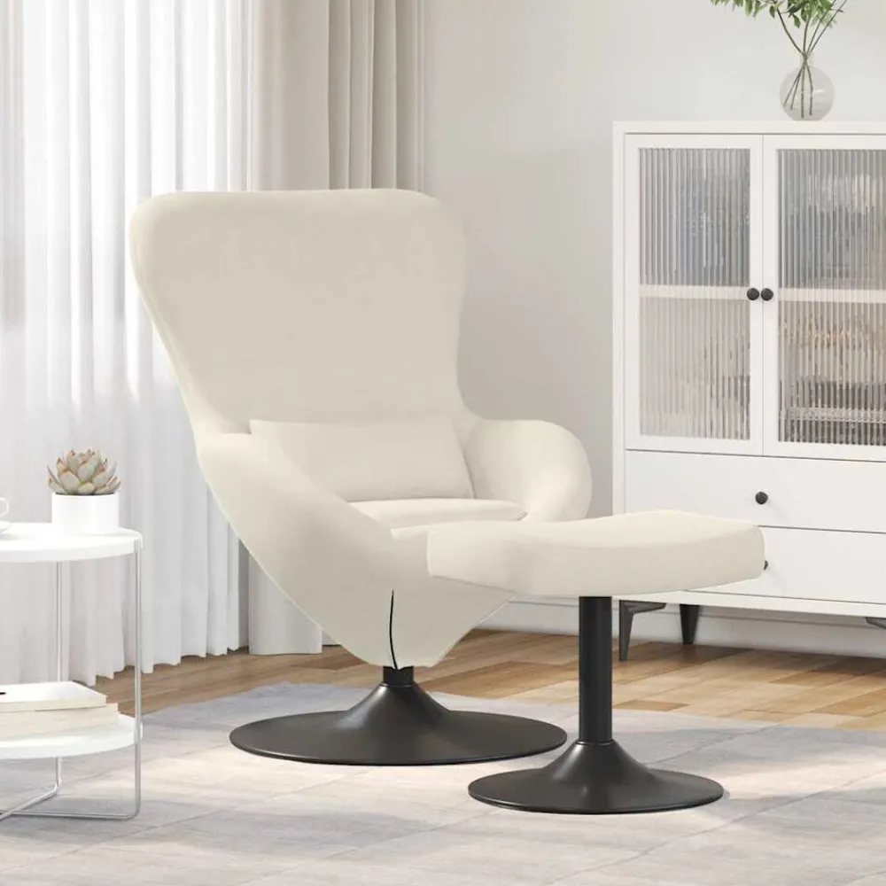 Fauteuils Et Chaises-vidaXL Chaise Œuf avec Pouf Crème Velours Crème