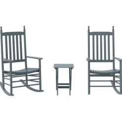 vidaXL Chaises à bascule lot de 2 table pliable massif peuplier