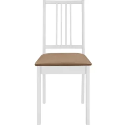 Fauteuils Et Chaises-vidaXL Chaises à manger avec coussins lot de 4 blanc bois solide blanc et crème