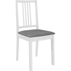 Fauteuils Et Chaises-vidaXL Chaises à manger avec coussins lot de 4 blanc bois solide Blanc et gris