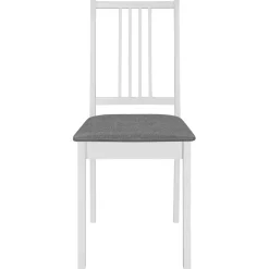 Fauteuils Et Chaises-vidaXL Chaises à manger avec coussins lot de 4 blanc bois solide Blanc et gris