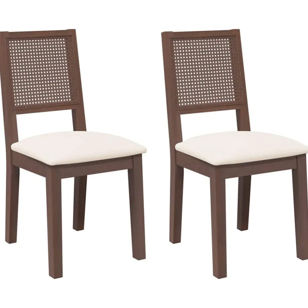 Fauteuils Et Chaises-vidaXL Chaises à manger coussins 2 pcs marron bois massif caoutchouc Marron et clair