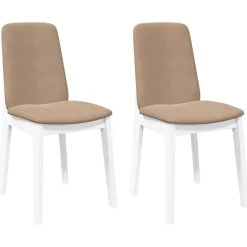 Fauteuils Et Chaises-vidaXL Chaises à manger coussins 2 pcs blanc bois massif caoutchouc Blanc et marron