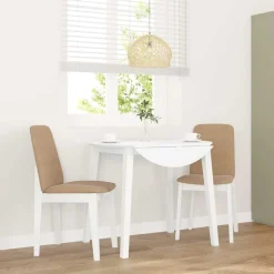 Fauteuils Et Chaises-vidaXL Chaises à manger coussins 2 pcs blanc bois massif caoutchouc Blanc et marron