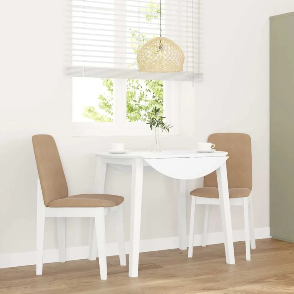 Fauteuils Et Chaises-vidaXL Chaises à manger coussins 2 pcs blanc bois massif caoutchouc Blanc et marron