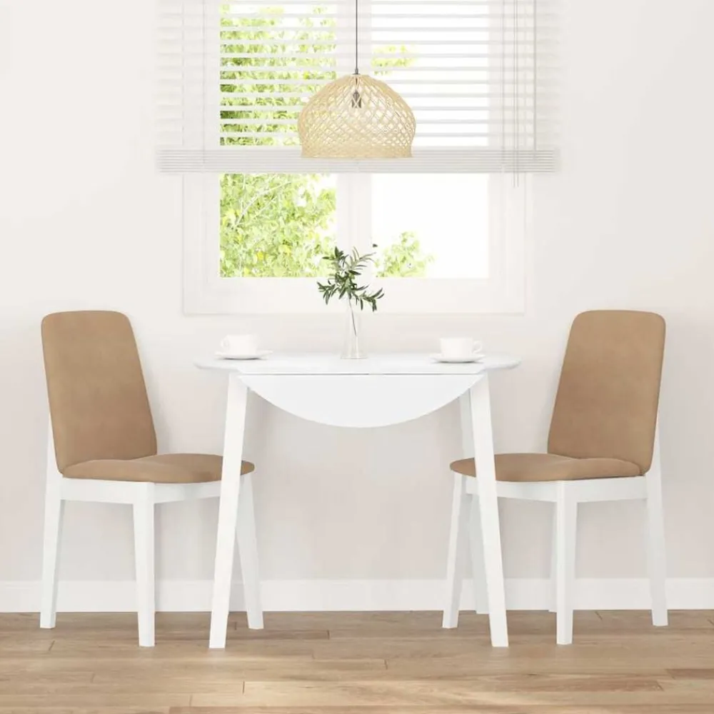 Fauteuils Et Chaises-vidaXL Chaises à manger coussins 2 pcs blanc bois massif caoutchouc Blanc et marron