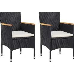 Mobilier De Jardin-vidaXL Chaises à manger de jardin lot de 2 Résine tressée Noir