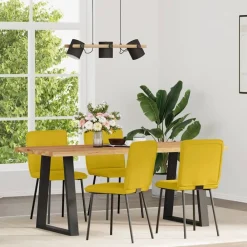Fauteuils Et Chaises-vidaXL Chaises à manger lot de 4 velours Jaune