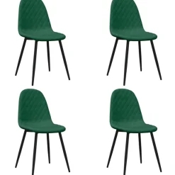 Fauteuils Et Chaises-vidaXL Chaises à manger lot de 4 Velours Vert foncé